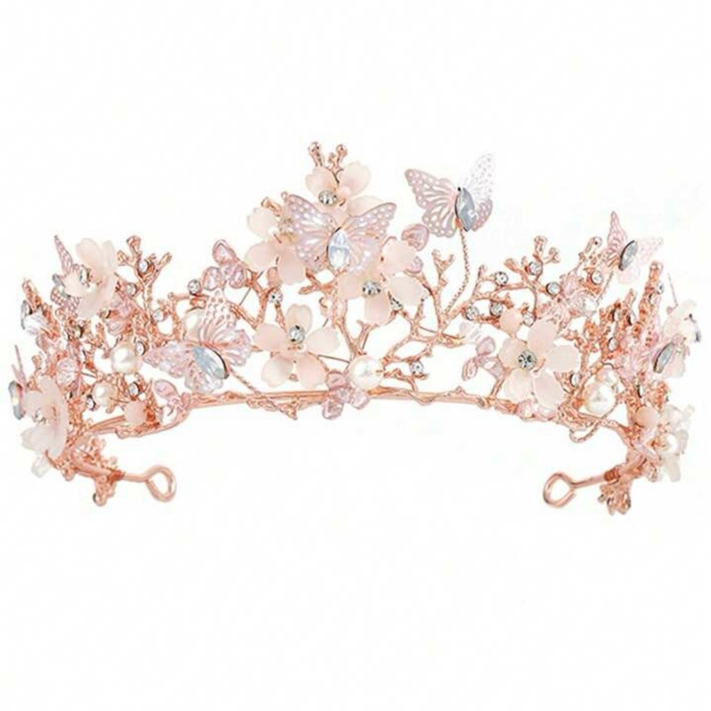 Elegant Floral Rose Gold Tiara